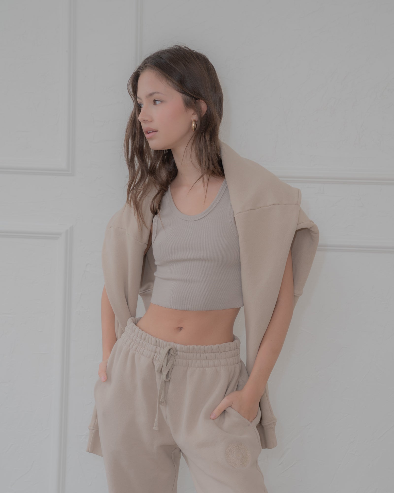 Vitals Cropped Zip in Sand