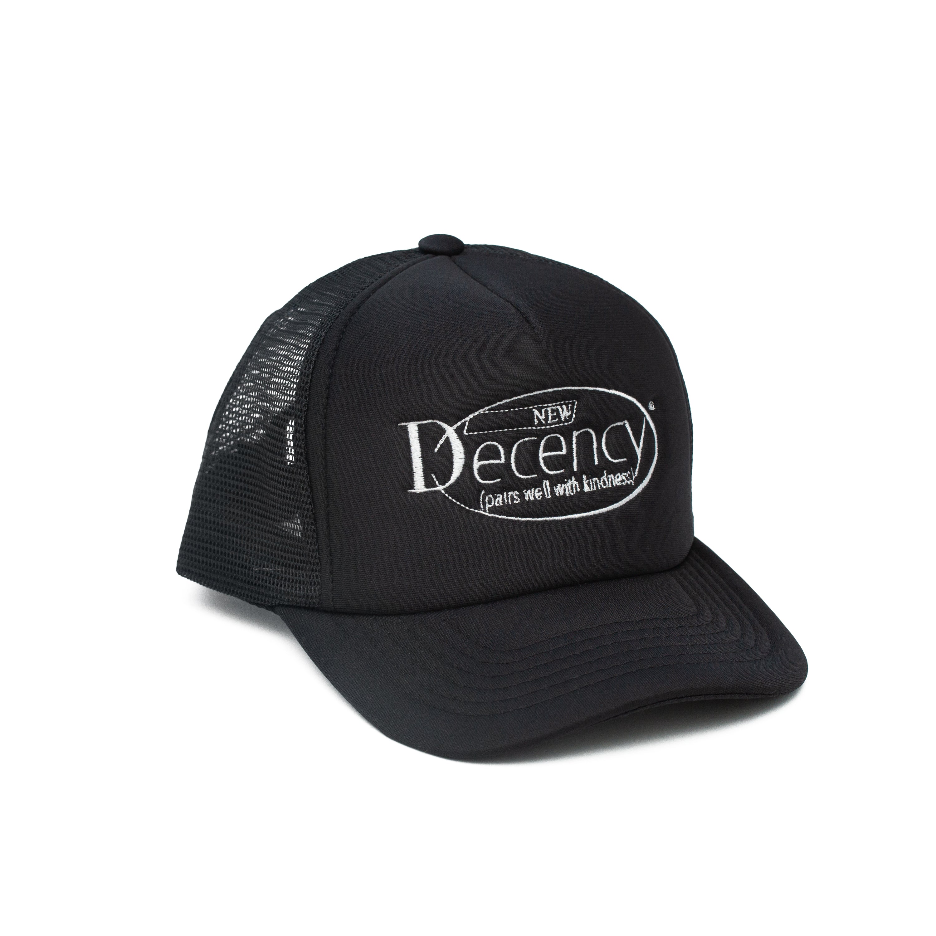 DECENCY TRUCKER HAT IN BLACK